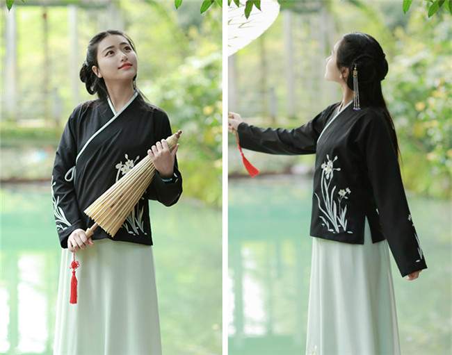 傳統(tǒng)漢元素中式上衣，交領(lǐng)中衣