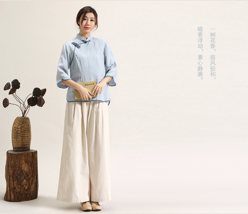 唐裝女夏盤扣禪意裝中式茶服