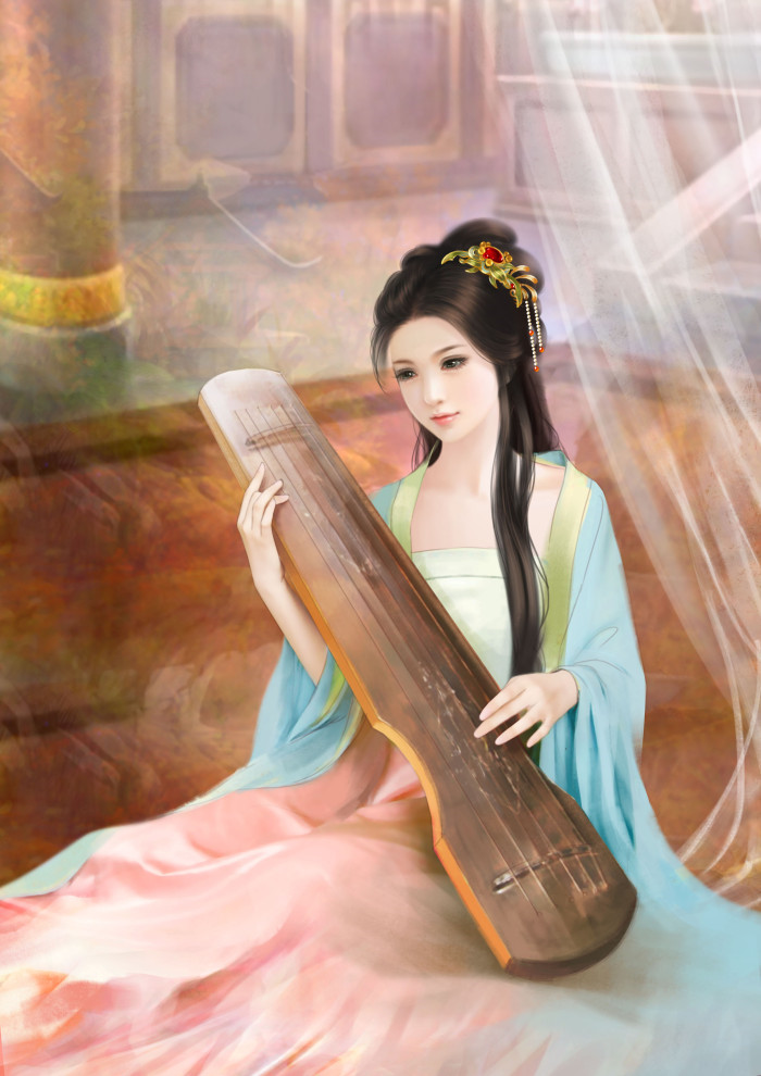 甜美可人古風美女插畫立繪圖片