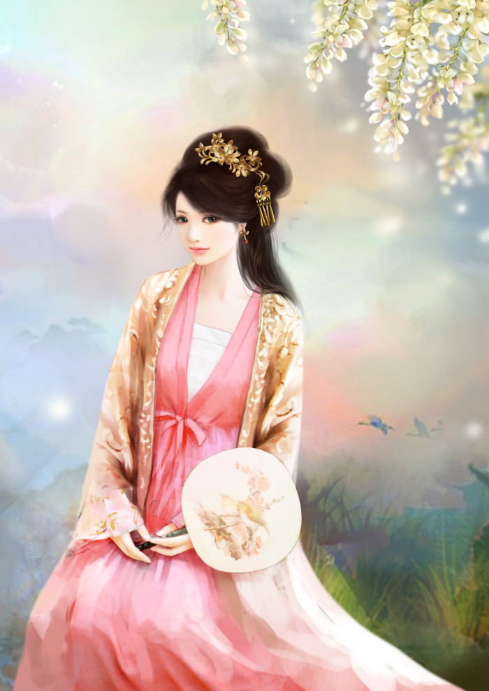 甜美可人古風(fēng)美女插畫立繪圖片