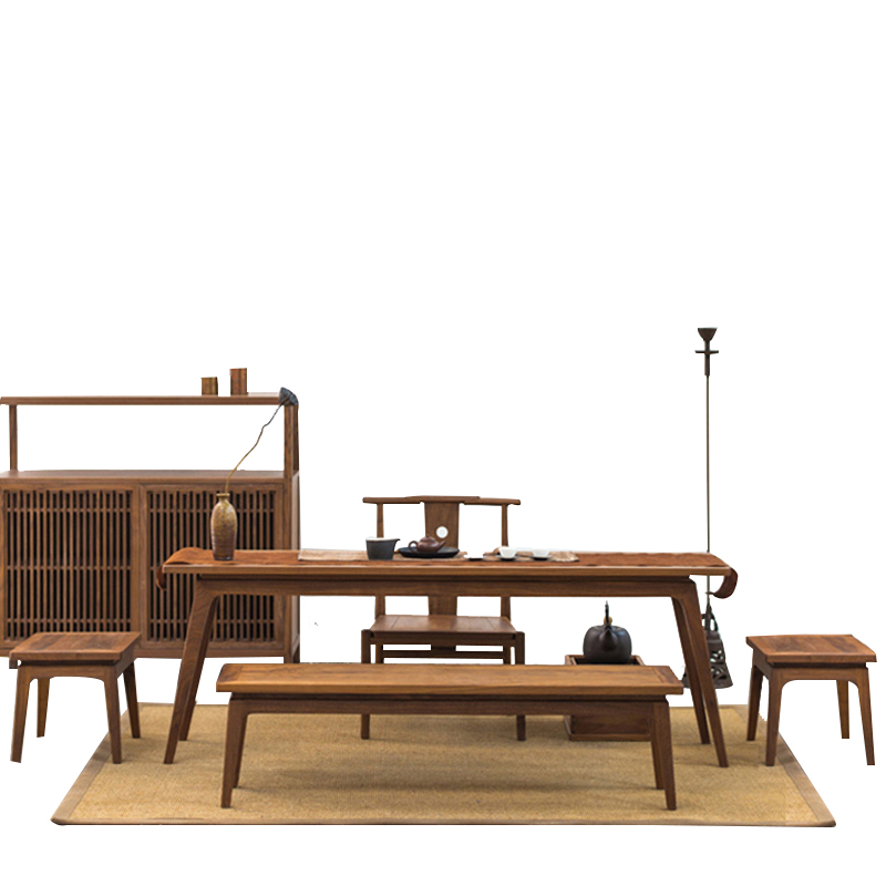 新中式實木茶桌椅組合，簡約現(xiàn)代客廳禪意茶臺