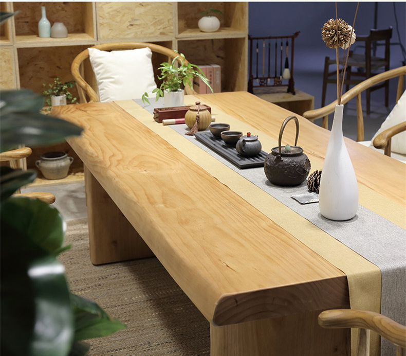 復(fù)古純實(shí)木茶桌椅組合，仿古簡(jiǎn)約功夫茶臺(tái)