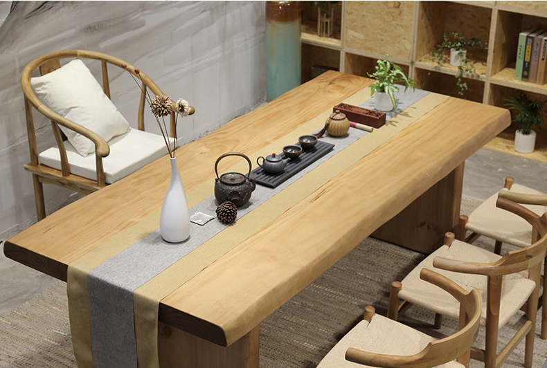 復(fù)古純實(shí)木茶桌椅組合，仿古簡(jiǎn)約功夫茶臺(tái)