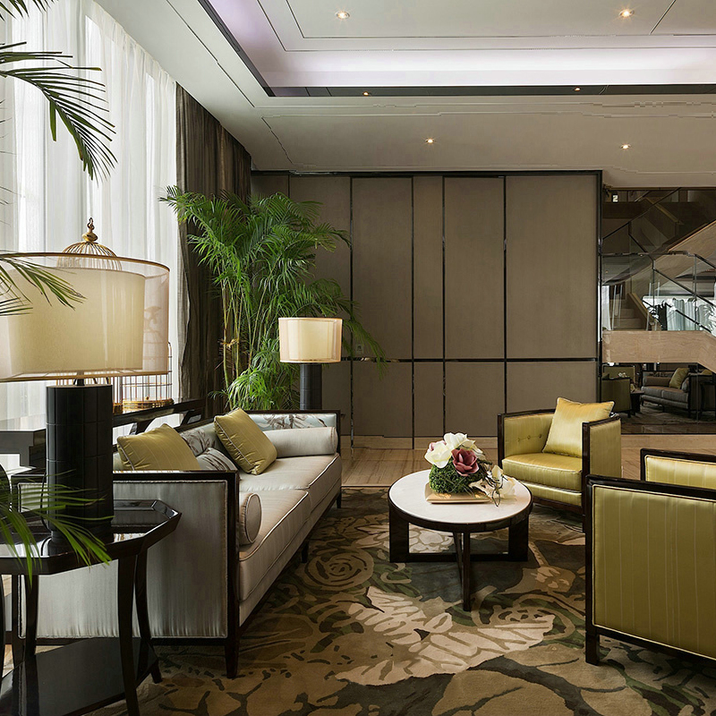 沙發(fā)組合客廳布藝三人沙發(fā)，新中式實木