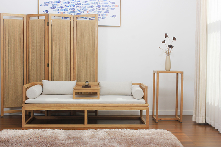 新中式老榆木羅漢床，免漆禪意床榻茶幾