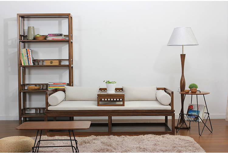 新中式老榆木羅漢床，免漆禪意床榻茶幾