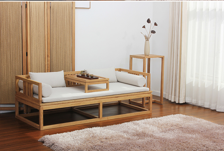 新中式老榆木羅漢床，免漆禪意床榻茶幾