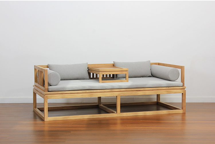 新中式老榆木羅漢床，免漆禪意床榻茶幾