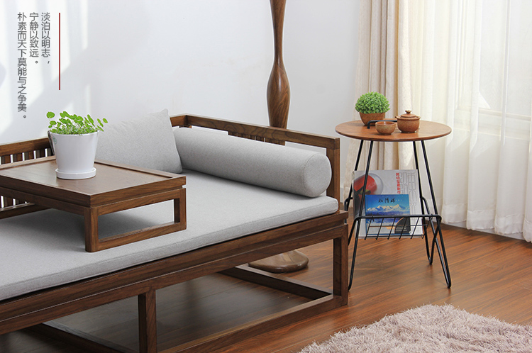 新中式老榆木羅漢床，免漆禪意床榻茶幾