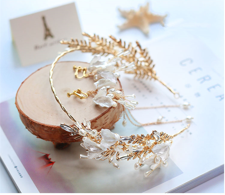 水晶頭花發(fā)箍頭飾，精美金色古典發(fā)飾