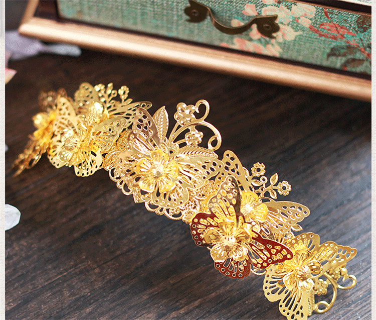 女子金色流蘇古風(fēng)頭飾，鳳冠配飾品