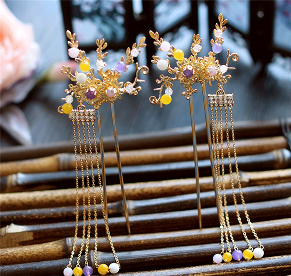 中式古典純手工發(fā)飾，婚禮頭飾蝴蝶彩珠
