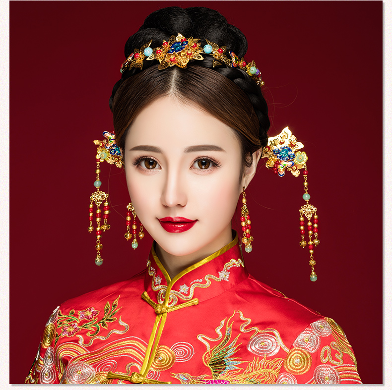 古典步搖新娘發(fā)飾，古式婚禮發(fā)簪