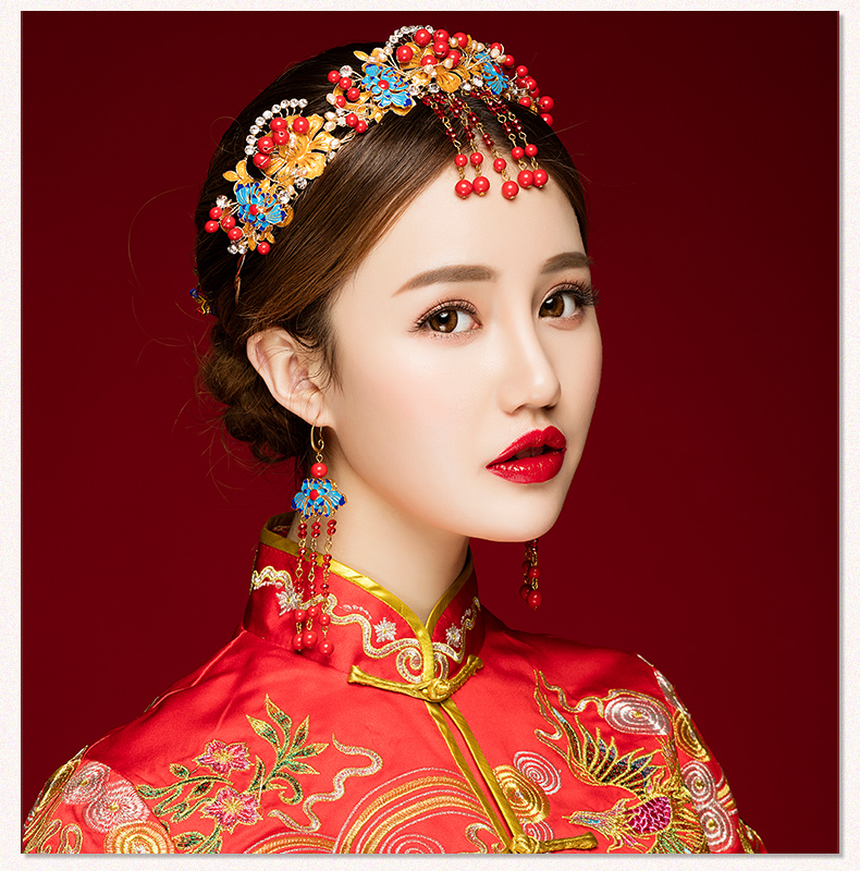 來唯美新娘古風額飾，皇冠結(jié)婚婚禮配飾