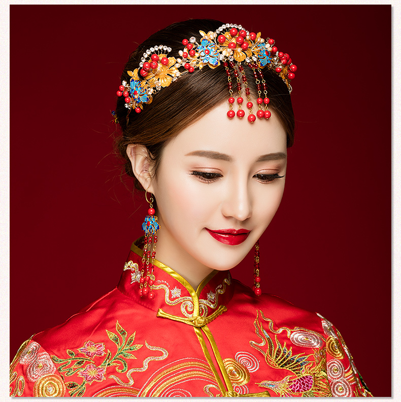 來唯美新娘古風額飾，皇冠結(jié)婚婚禮配飾