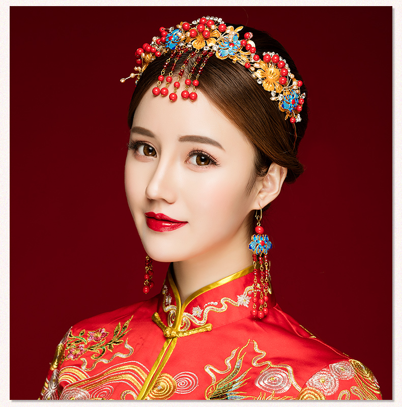 來唯美新娘古風額飾，皇冠結(jié)婚婚禮配飾