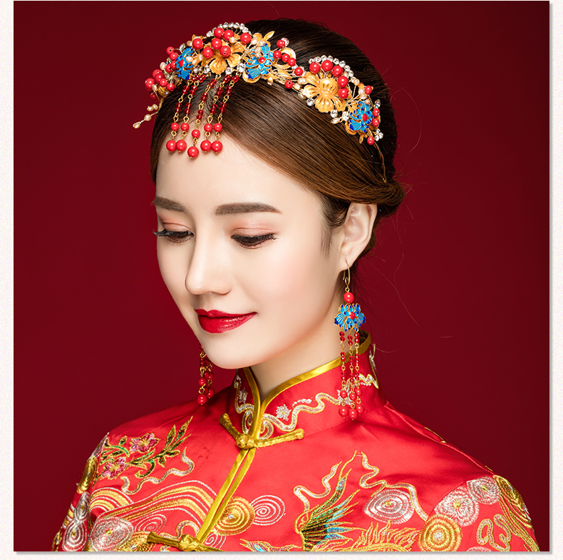 來唯美新娘古風額飾，皇冠結(jié)婚婚禮配飾