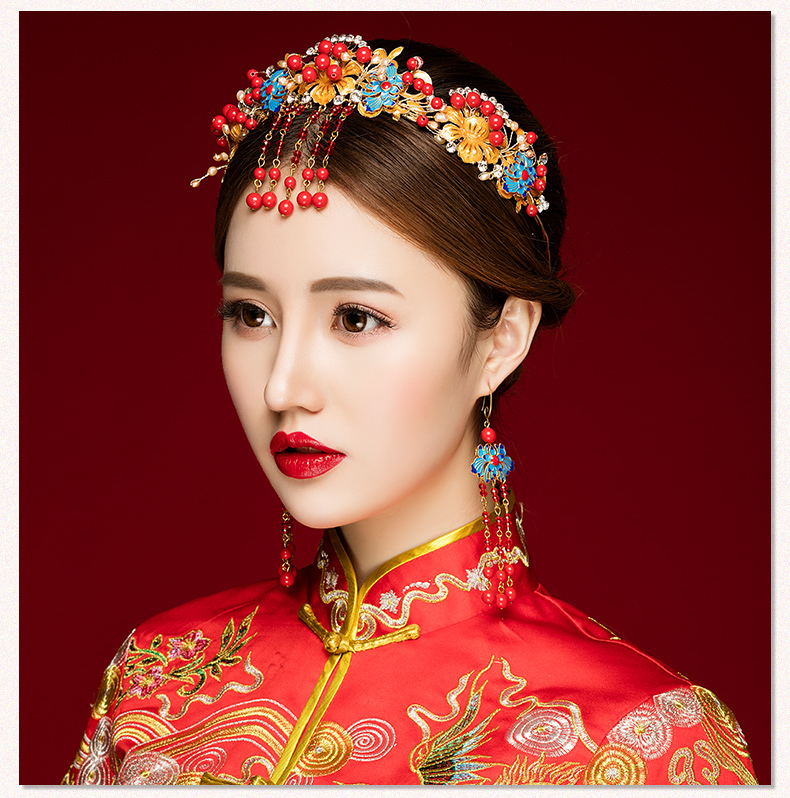 來唯美新娘古風額飾，皇冠結(jié)婚婚禮配飾