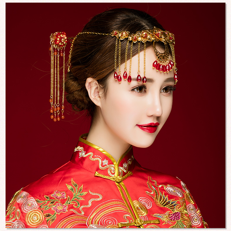 中式古典步搖額飾，優(yōu)雅高貴眉心墜