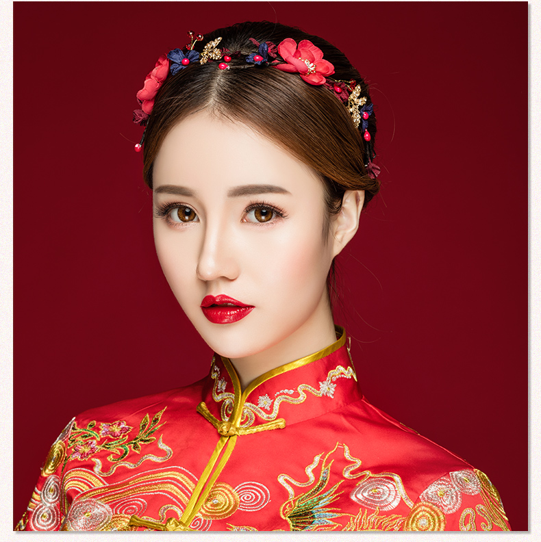 典雅梅花造型古風(fēng)頭飾，珍珠水鉆制作新娘發(fā)飾