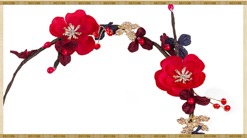 典雅梅花造型古風(fēng)頭飾，珍珠水鉆制作新娘發(fā)飾