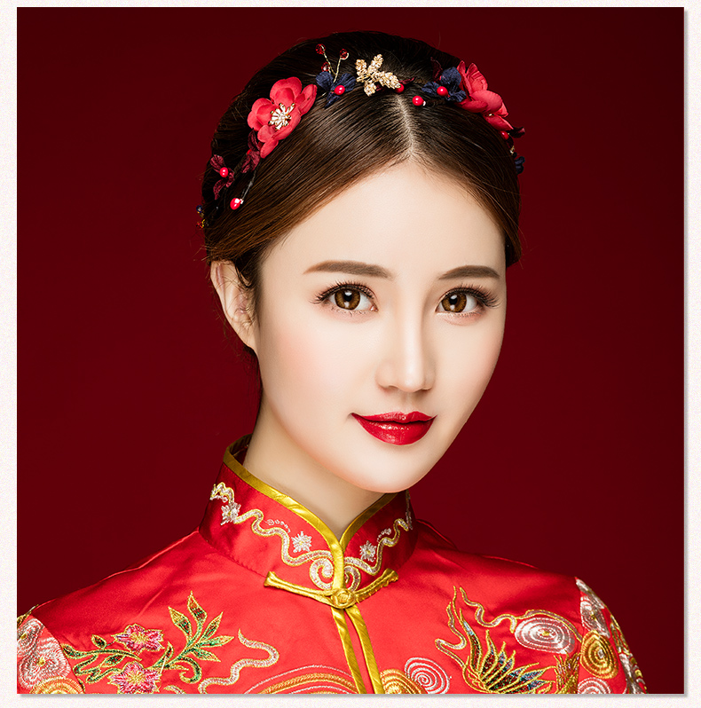 典雅梅花造型古風(fēng)頭飾，珍珠水鉆制作新娘發(fā)飾