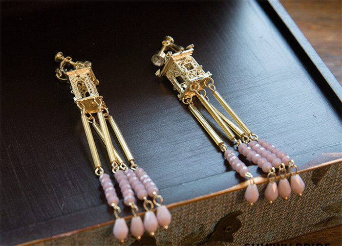 紫色串珠流蘇鳳冠結(jié)婚頭飾，中式古裝發(fā)飾