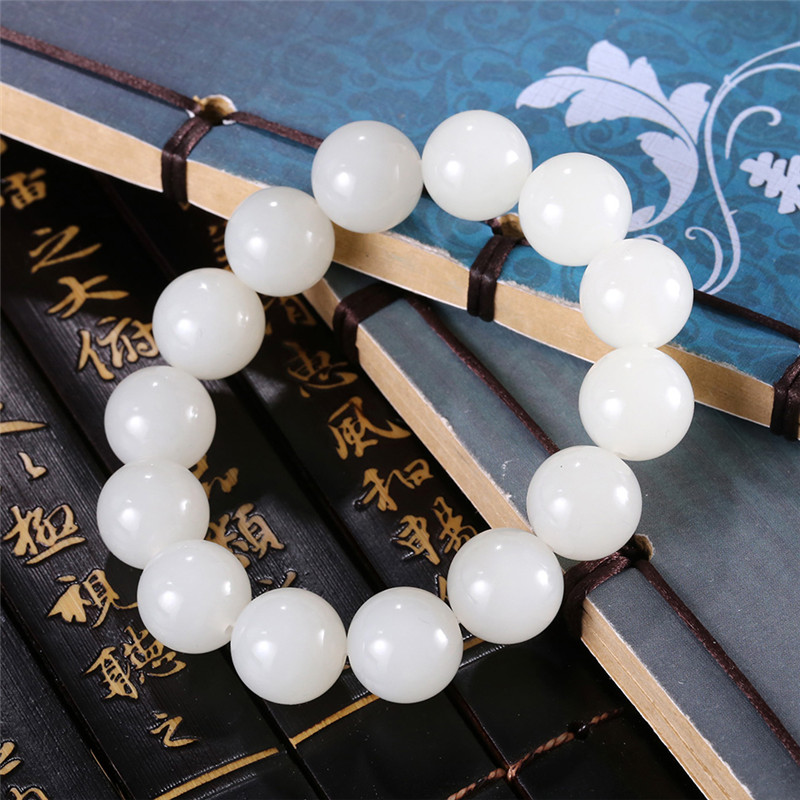天然和田玉玉石手串，新疆白玉男女手飾