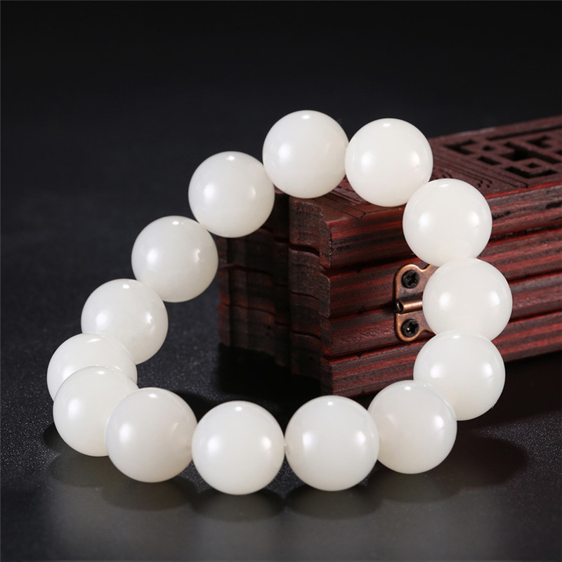天然和田玉玉石手串，新疆白玉男女手飾