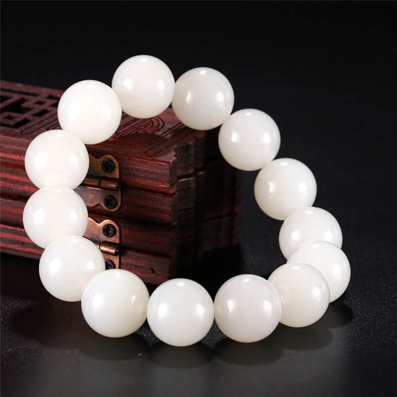 天然和田玉玉石手串，新疆白玉男女手飾