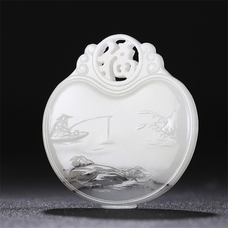 山水玉牌和田玉掛件，天然籽料玉石玉墜