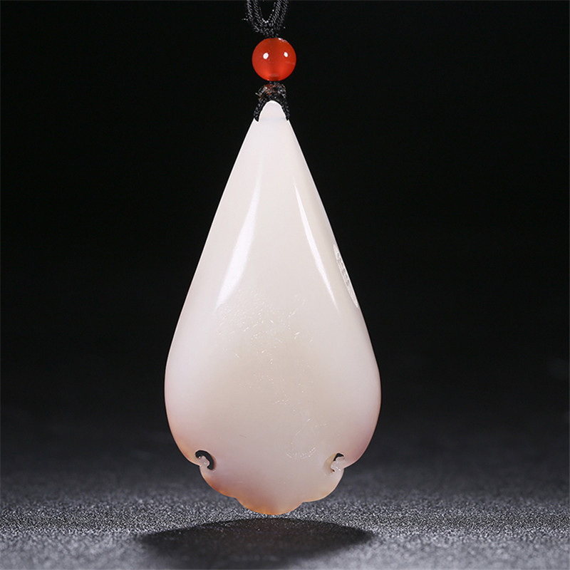 財(cái)福雙至和田玉貔貅掛墜，白玉籽料吊墜