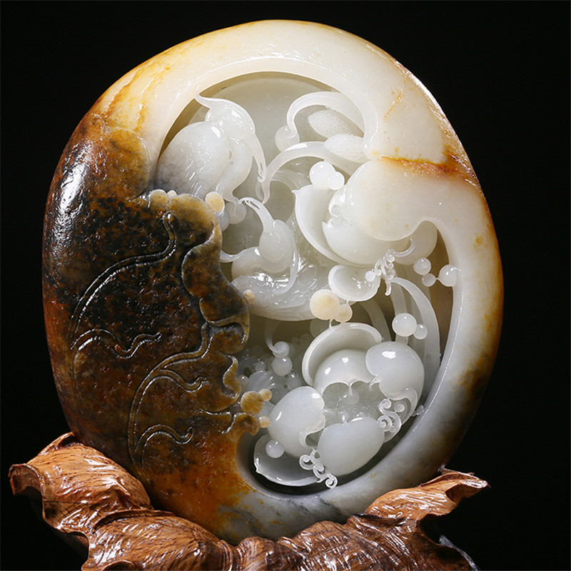 平步青云天然白玉鷺鷥擺飾，和田玉籽料真皮原