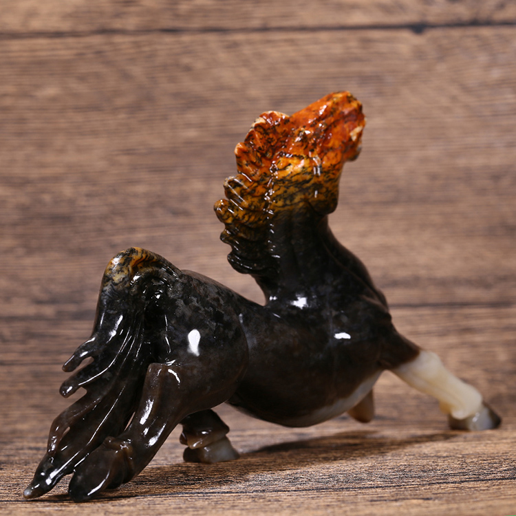 馬到功成天然和田玉手把件，玉石生肖馬擺件