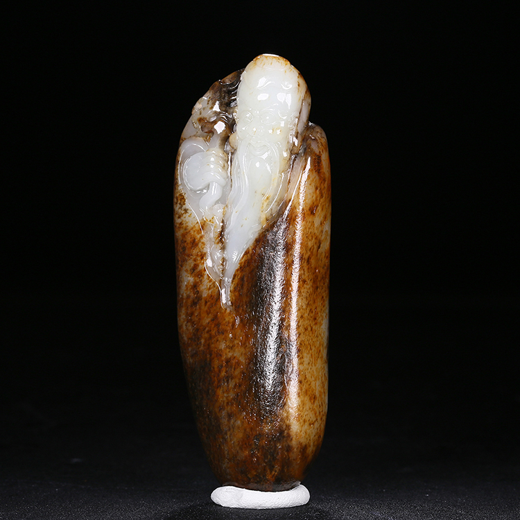 天然白玉壽星手玩件，和田玉掛件籽料