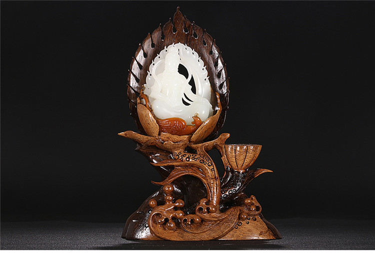 鳳拜觀音手玩件白玉把件，和田玉白玉籽料觀音