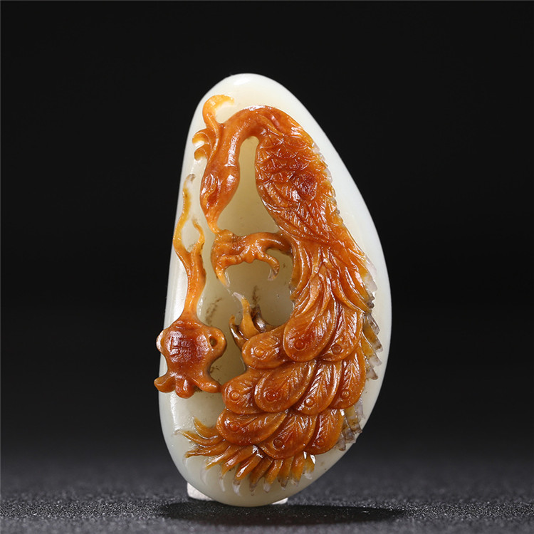 白玉項鏈優(yōu)雅孔雀吊墜，錦繡前程玉石掛墜