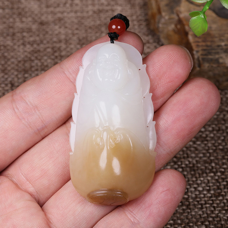 夫妻和田玉掛墜，玉佛觀音彌勒佛項(xiàng)鏈