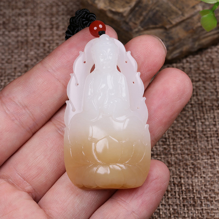 夫妻和田玉掛墜，玉佛觀音彌勒佛項(xiàng)鏈