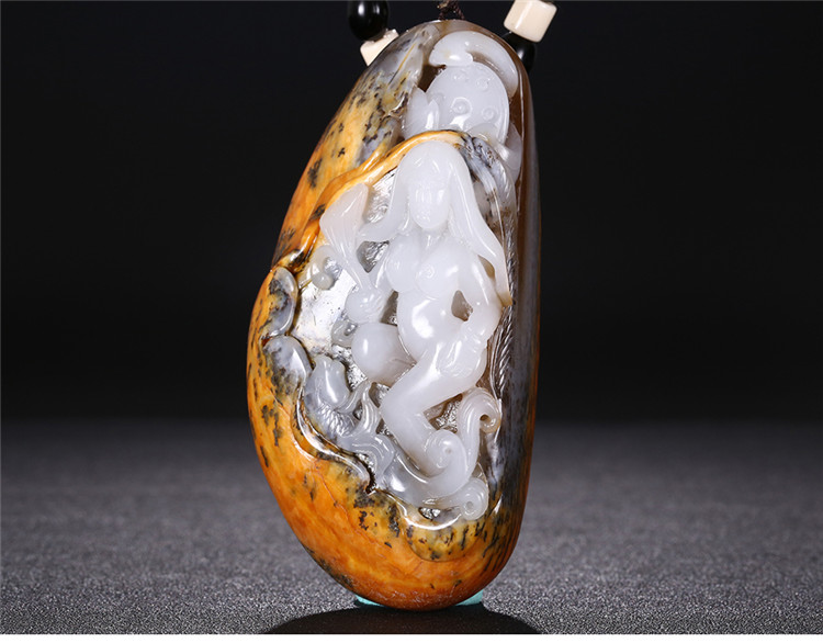 裸女玉貴人玉石手把件，和田玉籽料手玩件蘇工