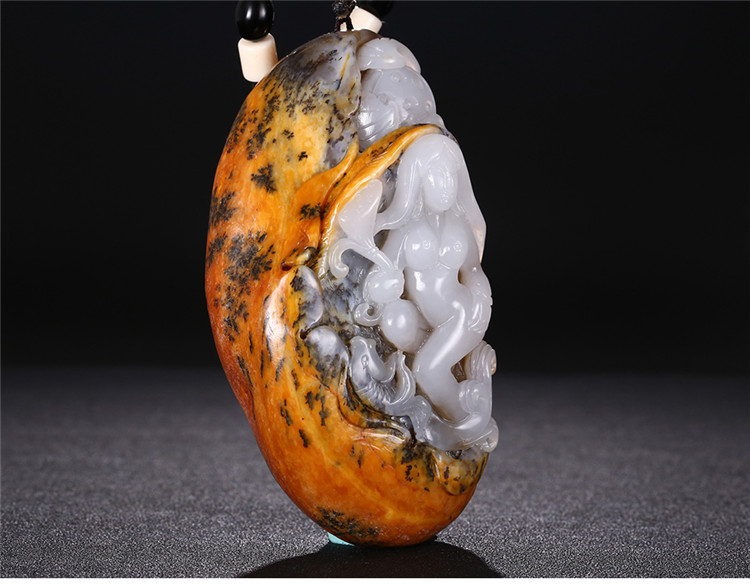 裸女玉貴人玉石手把件，和田玉籽料手玩件蘇工