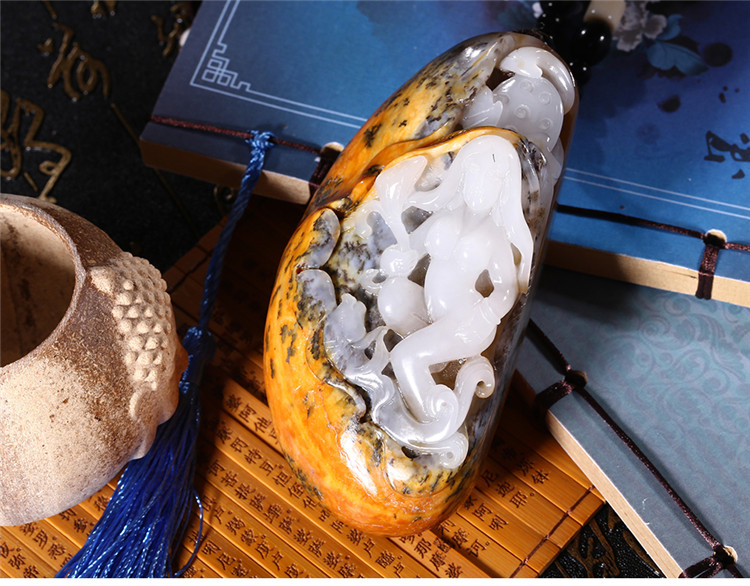 裸女玉貴人玉石手把件，和田玉籽料手玩件蘇工