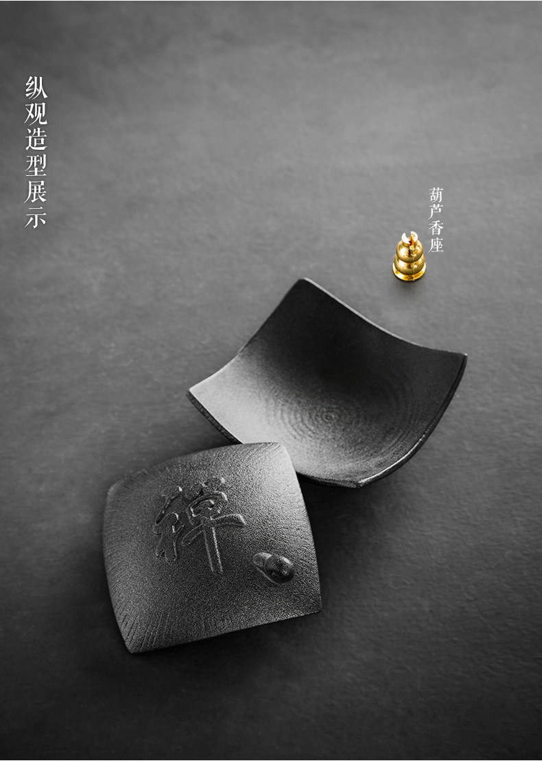 禪意粗陶茶道香爐，陶瓷檀香盤香薰?fàn)t。