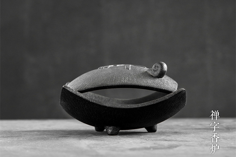 禪意粗陶茶道香爐，陶瓷檀香盤香薰?fàn)t。