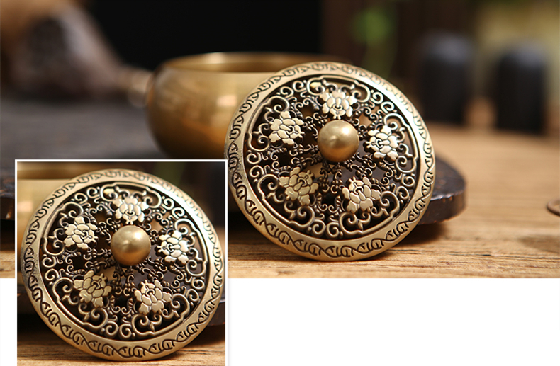 鏤空蝴蝶花紋純銅香爐，仿古沉香檀香熏香盤(pán)香