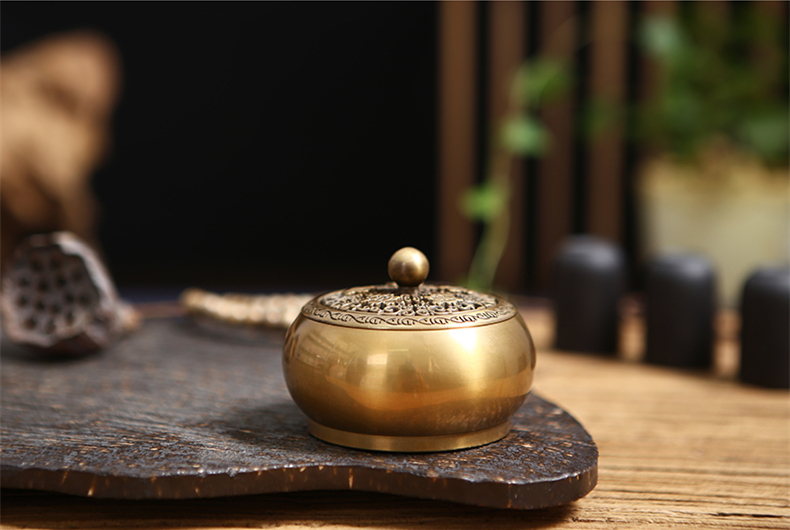 鏤空蝴蝶花紋純銅香爐，仿古沉香檀香熏香盤(pán)香