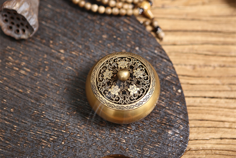 鏤空蝴蝶花紋純銅香爐，仿古沉香檀香熏香盤(pán)香