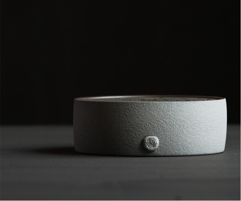 火山石小壺承天然巖石圓形茶托盤，陶瓷茶承儲