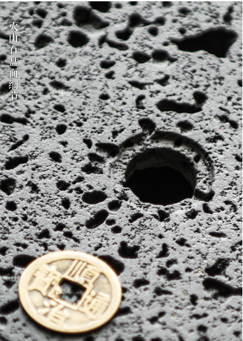 火山石小壺承天然巖石圓形茶托盤(pán)，陶瓷茶承儲(chǔ)