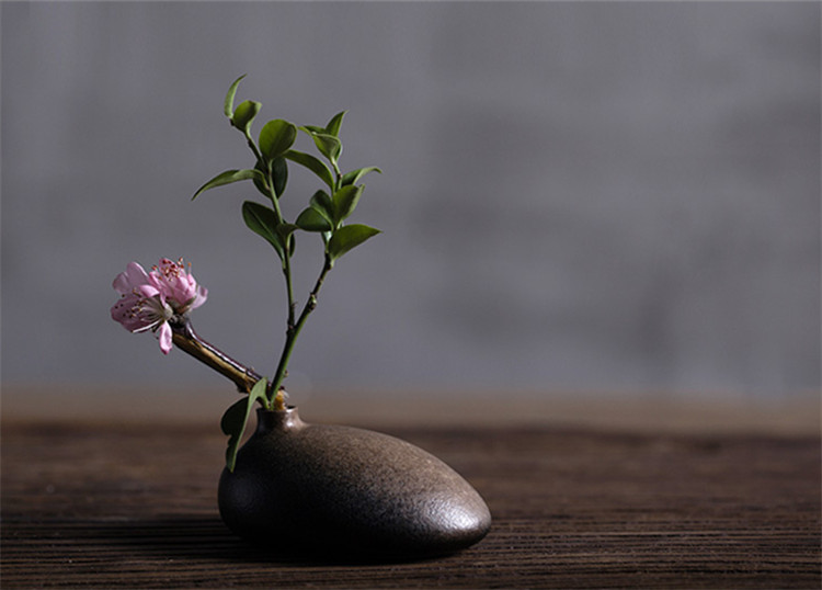 陶瓷花瓶桌面迷你小花插，中式禪意花插三石圖